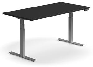 AJ Produkty Výškově nastavitelný stůl QBUS, 1600x800 mm, stříbrná podnož, černá