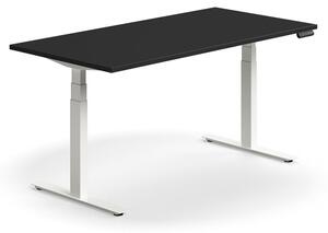 AJ Produkty Výškově nastavitelný stůl QBUS, 1600x800 mm, bílá podnož, černá
