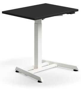 AJ Produkty Výškově nastavitelný stůl QBUS, 800x600 mm, bílá podnož, černá