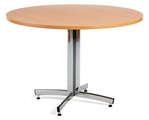 AJ Produkty Kulatý stůl SANNA, Ø1100x720 mm, chrom/buk