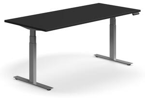 AJ Produkty Výškově nastavitelný stůl QBUS, 1800x800 mm, stříbrná podnož, černá
