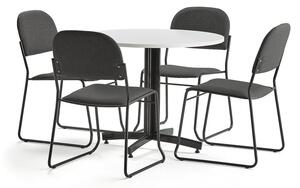 AJ Produkty Sestava SANNA + DAWSON, 1 stůl a 4 černé židle