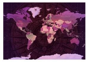 Fototapeta - Fialová mapa světa + zdarma lepidlo - 200x140
