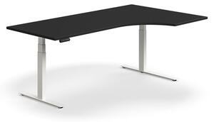 AJ Produkty Výškově nastavitelný stůl QBUS, rohový, 2000x1200 mm, bílá podnož, černá