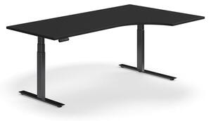 AJ Produkty Výškově nastavitelný stůl QBUS, rohový, 2000x1200 mm, černá podnož, černá