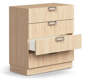 AJ Produkty Skříňka se zásuvkami QBUS, 4 zásuvky, sokl, otevřené úchytky, 868x800x400 mm, dub