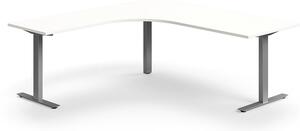 AJ Produkty Rohový psací stůl QBUS, T-nohy, 2000x2000 mm, stříbrná podnož, bílá