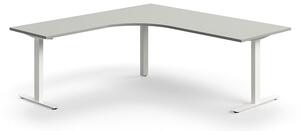 AJ Produkty Rohový psací stůl QBUS, T-nohy, 2000x2000 mm, bílá podnož, světle šedá