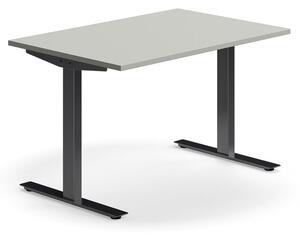 AJ Produkty Psací stůl QBUS, T-nohy, 1200x800 mm, černá podnož, světle šedá