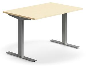 AJ Produkty Psací stůl QBUS, T-nohy, 1200x800 mm, stříbrná podnož, bříza