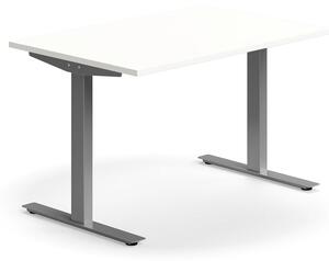 AJ Produkty Psací stůl QBUS, T-nohy, 1200x800 mm, stříbrná podnož, bílá