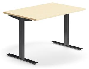 AJ Produkty Psací stůl QBUS, T-nohy, 1200x800 mm, černá podnož, bříza