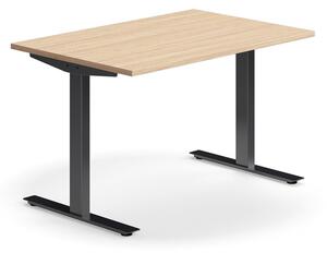 AJ Produkty Psací stůl QBUS, T-nohy, 1200x800 mm, černá podnož, dub
