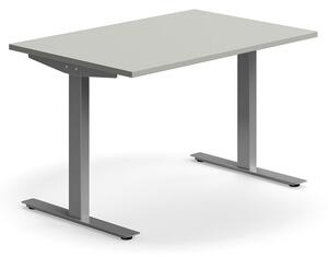 AJ Produkty Psací stůl QBUS, T-nohy, 1200x800 mm, stříbrná podnož, světle šedá