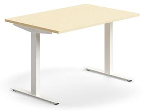 AJ Produkty Psací stůl QBUS, T-nohy, 1200x800 mm, bílá podnož, bříza