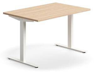 AJ Produkty Psací stůl QBUS, T-nohy, 1200x800 mm, bílá podnož, dub