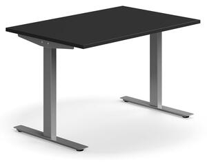 AJ Produkty Psací stůl QBUS, T-nohy, 1200x800 mm, stříbrná podnož, černá
