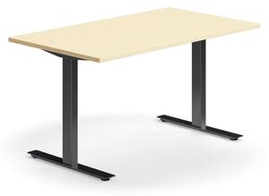 AJ Produkty Psací stůl QBUS, T-nohy, 1400x800 mm, černá podnož, bříza