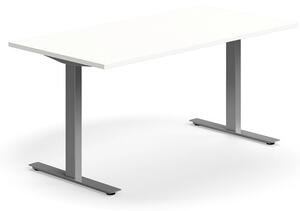 AJ Produkty Psací stůl QBUS, T-nohy, 1600x800 mm, stříbrná podnož, bílá