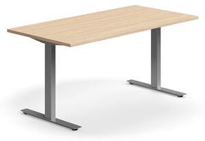 AJ Produkty Psací stůl QBUS, T-nohy, 1600x800 mm, stříbrná podnož, dub
