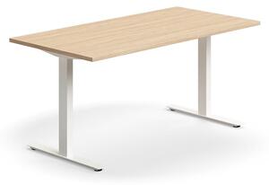 AJ Produkty Psací stůl QBUS, T-nohy, 1600x800 mm, bílá podnož, dub