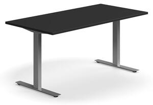 AJ Produkty Psací stůl QBUS, T-nohy, 1600x800 mm, stříbrná podnož, černá