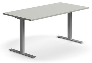 AJ Produkty Psací stůl QBUS, T-nohy, 1600x800 mm, stříbrná podnož, světle šedá