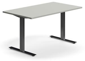 AJ Produkty Psací stůl QBUS, T-nohy, 1400x800 mm, černá podnož, světle šedá