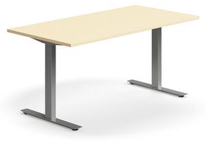 AJ Produkty Psací stůl QBUS, T-nohy, 1600x800 mm, stříbrná podnož, bříza