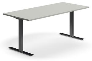 AJ Produkty Psací stůl QBUS, T-nohy, 1800x800 mm, černá podnož, světle šedá
