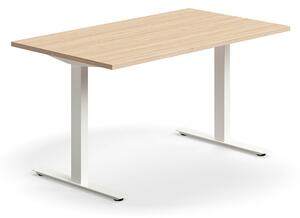 AJ Produkty Psací stůl QBUS, T-nohy, 1400x800 mm, bílá podnož, dub