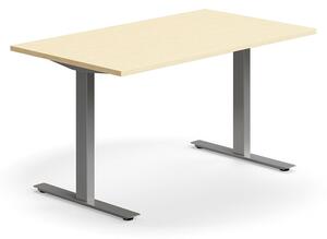AJ Produkty Psací stůl QBUS, T-nohy, 1400x800 mm, stříbrná podnož, bříza