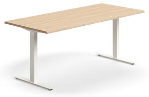 AJ Produkty Psací stůl QBUS, T-nohy, 1800x800 mm, bílá podnož, dub