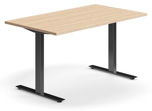 AJ Produkty Psací stůl QBUS, T-nohy, 1400x800 mm, černá podnož, dub