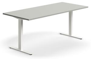 AJ Produkty Psací stůl QBUS, T-nohy, 1800x800 mm, bílá podnož, světle šedá