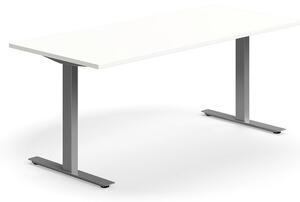 AJ Produkty Psací stůl QBUS, T-nohy, 1800x800 mm, stříbrná podnož, bílá