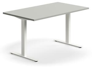 AJ Produkty Psací stůl QBUS, T-nohy, 1400x800 mm, bílá podnož, světle šedá