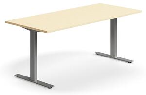 AJ Produkty Psací stůl QBUS, T-nohy, 1800x800 mm, stříbrná podnož, bříza