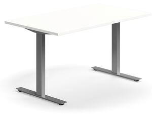 AJ Produkty Psací stůl QBUS, T-nohy, 1400x800 mm, stříbrná podnož, bílá