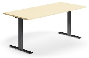 AJ Produkty Psací stůl QBUS, T-nohy, 1800x800 mm, černá podnož, bříza
