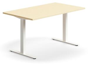 AJ Produkty Psací stůl QBUS, T-nohy, 1400x800 mm, bílá podnož, bříza