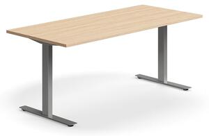 AJ Produkty Psací stůl QBUS, T-nohy, 1800x800 mm, stříbrná podnož, dub