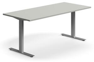 AJ Produkty Psací stůl QBUS, T-nohy, 1800x800 mm, stříbrná podnož, světle šedá