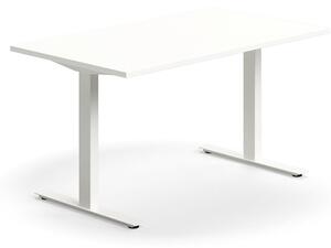 AJ Produkty Psací stůl QBUS, T-nohy, 1400x800 mm, bílá podnož, bílá