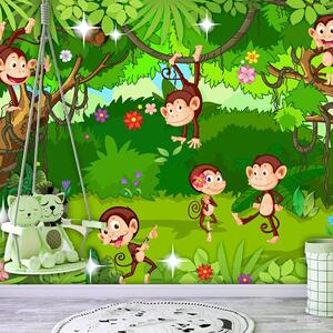 Fototapeta - Opičí triky pro děti + zdarma lepidlo - 200x140
