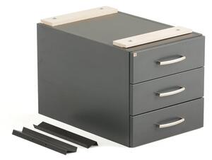 AJ Produkty Zásuvková jednotka CARGO, 3 zásuvky, 400x400x600 mm, šedá