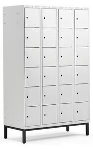 AJ Produkty Boxová šatní skříň CLASSIC, s nohami, 4 sekce, 24 boxů, 1940x1200x550 mm, šedé dveře