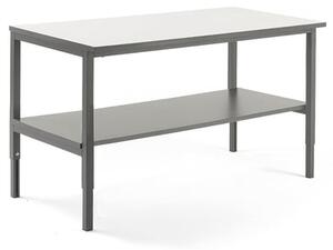 AJ Produkty Pracovní stůl CARGO, se spodní policí, 1600x750 mm, bílá deska, šedý rám