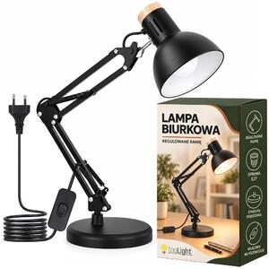 Toolight Toolight, JNH044-1T, stolní lampa s nastavitelným ramenem, 1× E27, černá, OSW-56235