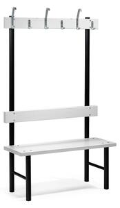 AJ Produkty Šatní lavice s věšákem STADIUM, 6 háčků, 1000 mm, šedá